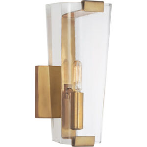 AERIN Alpine 1 Light 4.5 inch Hand-Rubbed Antique Brass Single Bath Sconce Wall Light in Clear Glass, Small