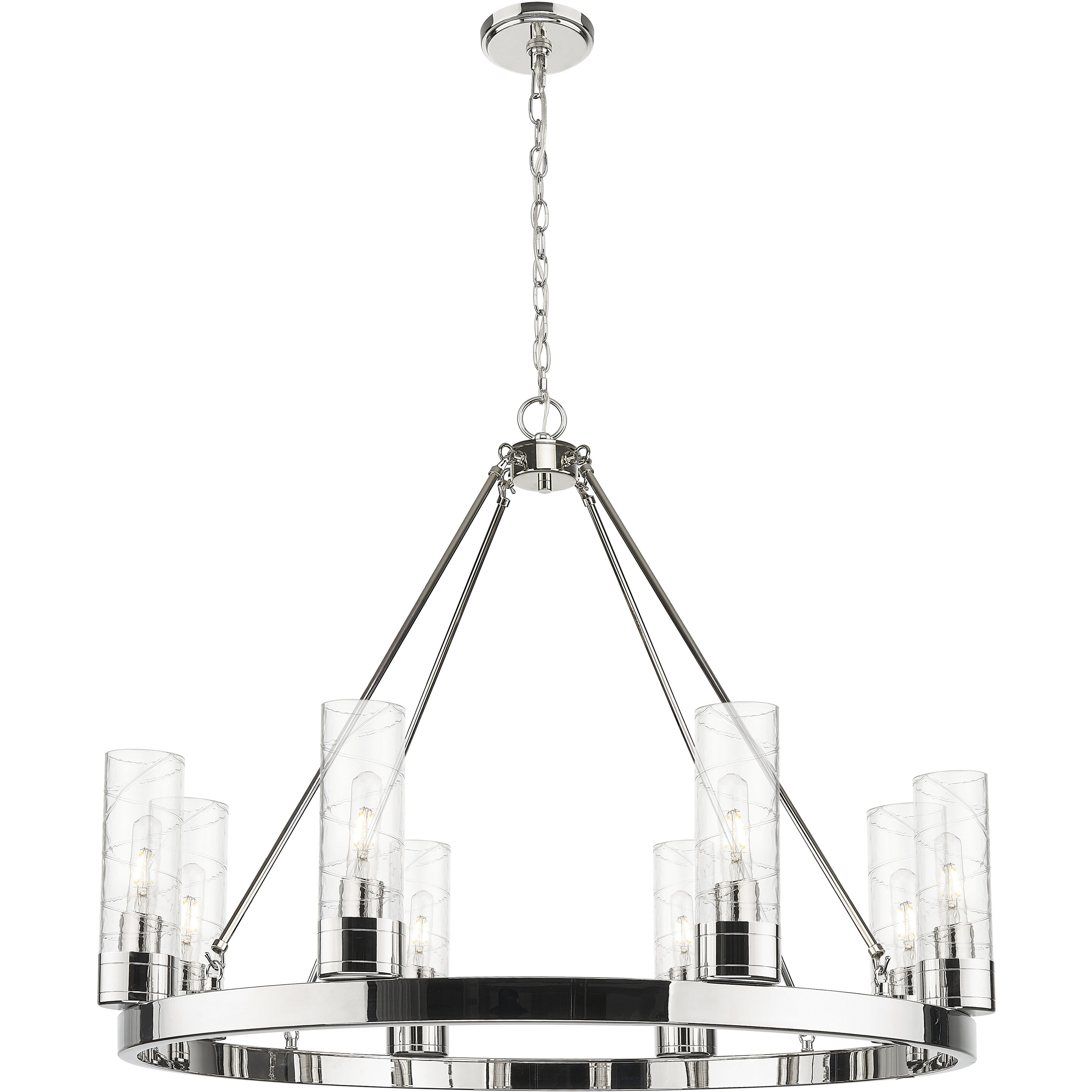 Boreas 8 Light 36 inch Polished Nickel Chandelier Ceiling Light in Deco Swirl Glass