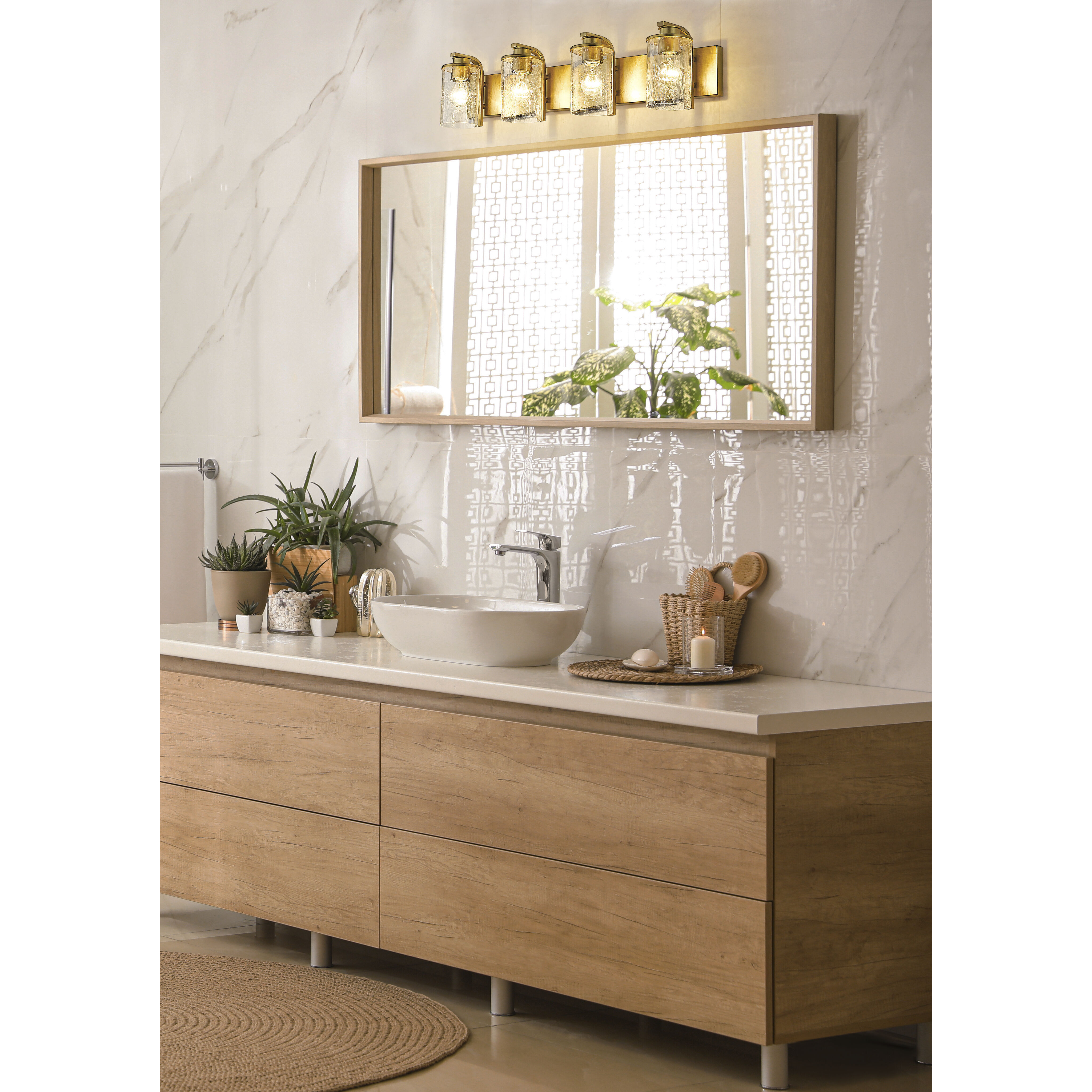 Beckett 4 Light 34 inch Olde Brass Vanity Wall Light