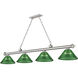 Cordon 4 Light 81.25 inch Brushed Nickel Billiard Ceiling Light in Green Acrylic