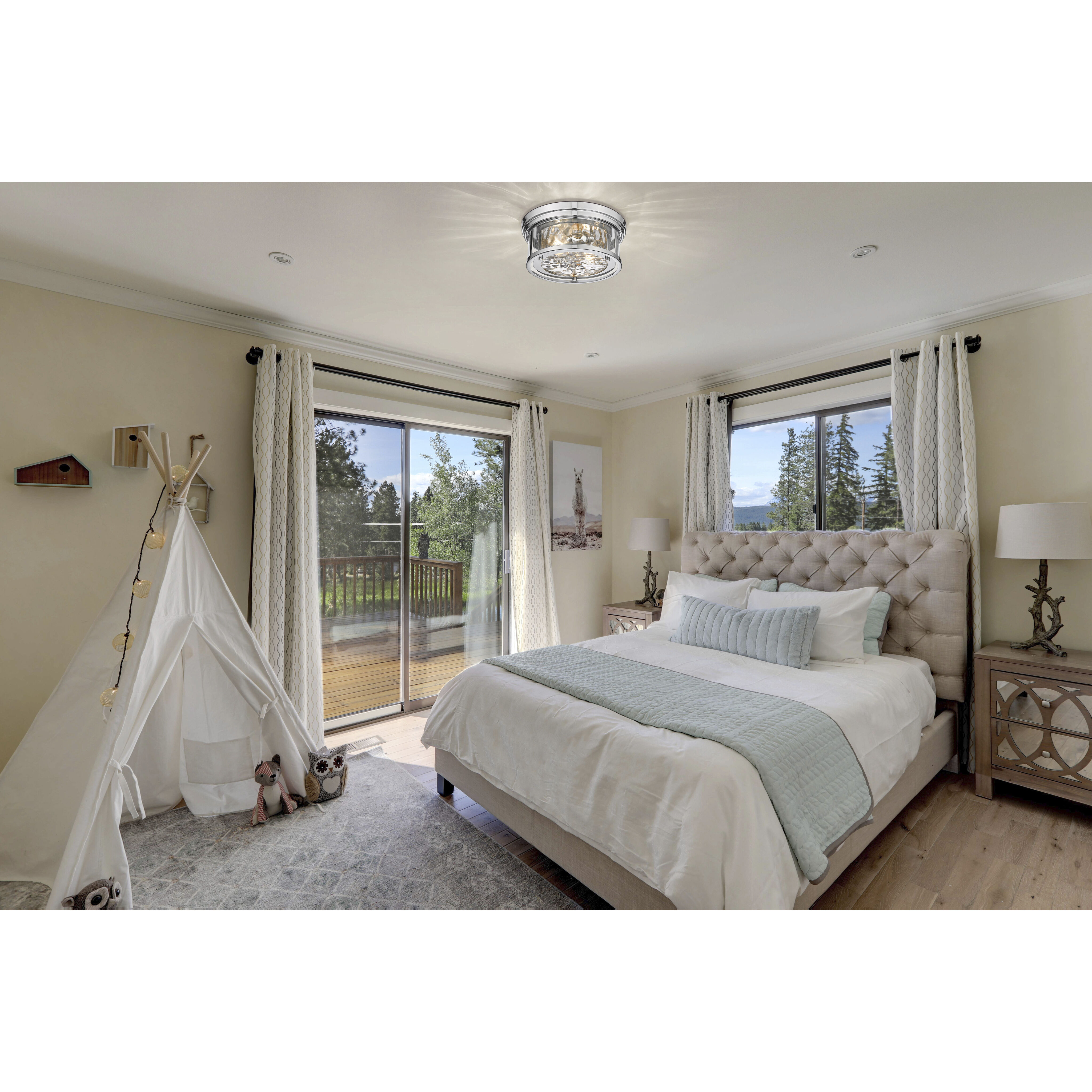 Clarion 2 Light 12 inch Polished Nickel Flush Mount Ceiling Light