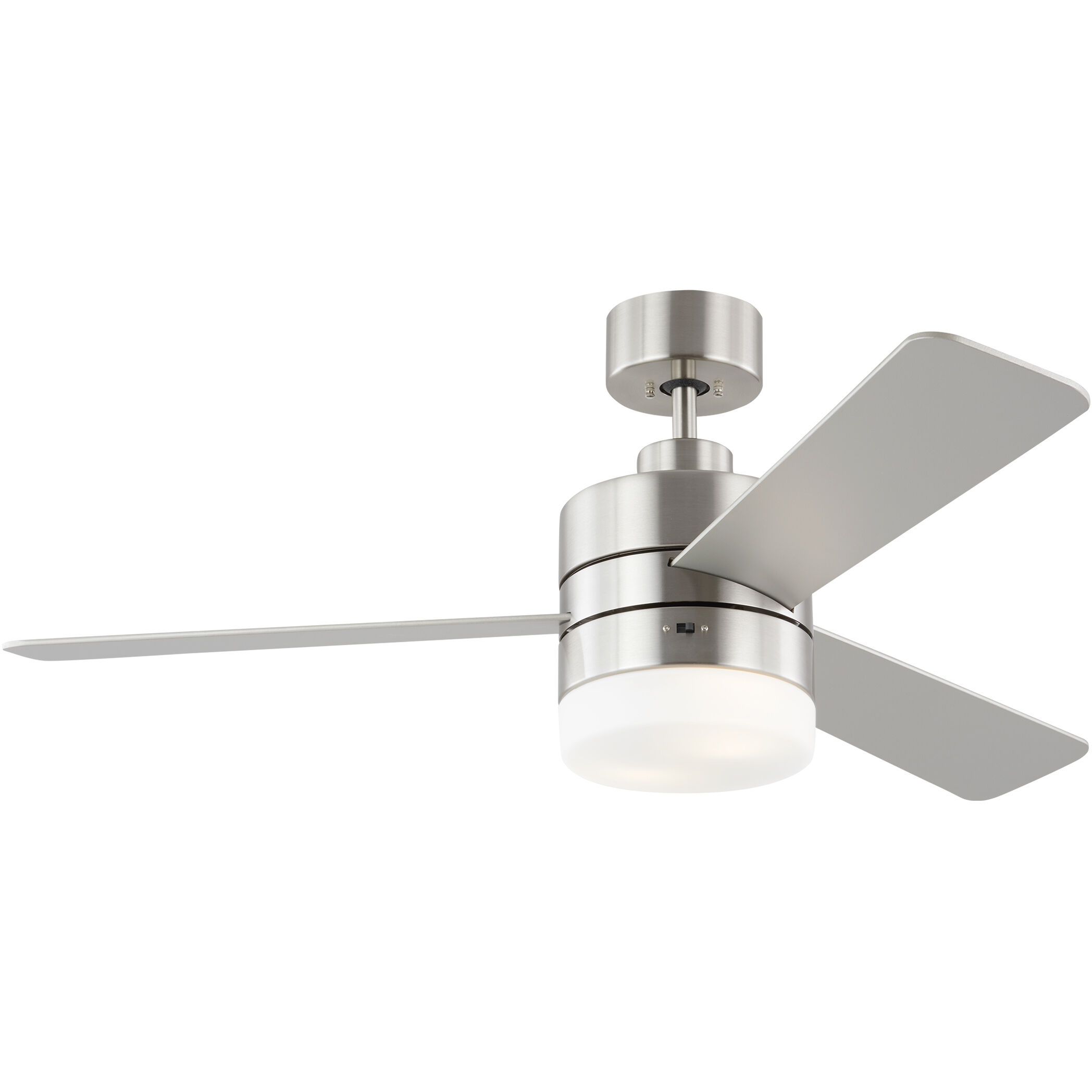 Era 44 LED 44 inch Brushed Steel with Silver/American Walnut reversible blades Indoor/Outdoor Ceiling Fan