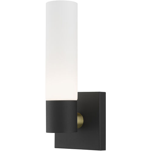 Aero ADA Wall Sconce Wall Light in Textured Black with Antique Brass Accent