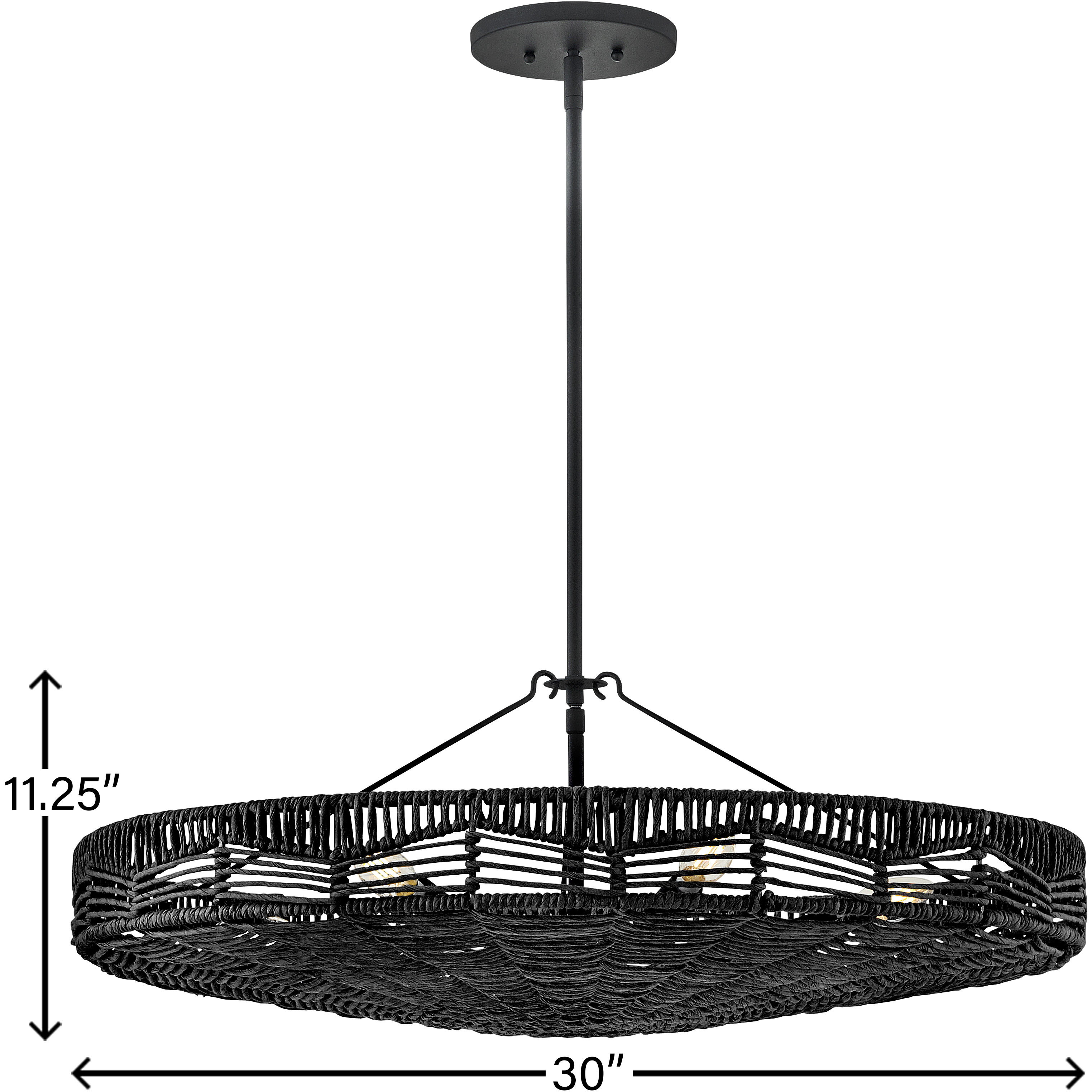 Ophelia 6 Light 30 inch Black Foyer Light Ceiling Light