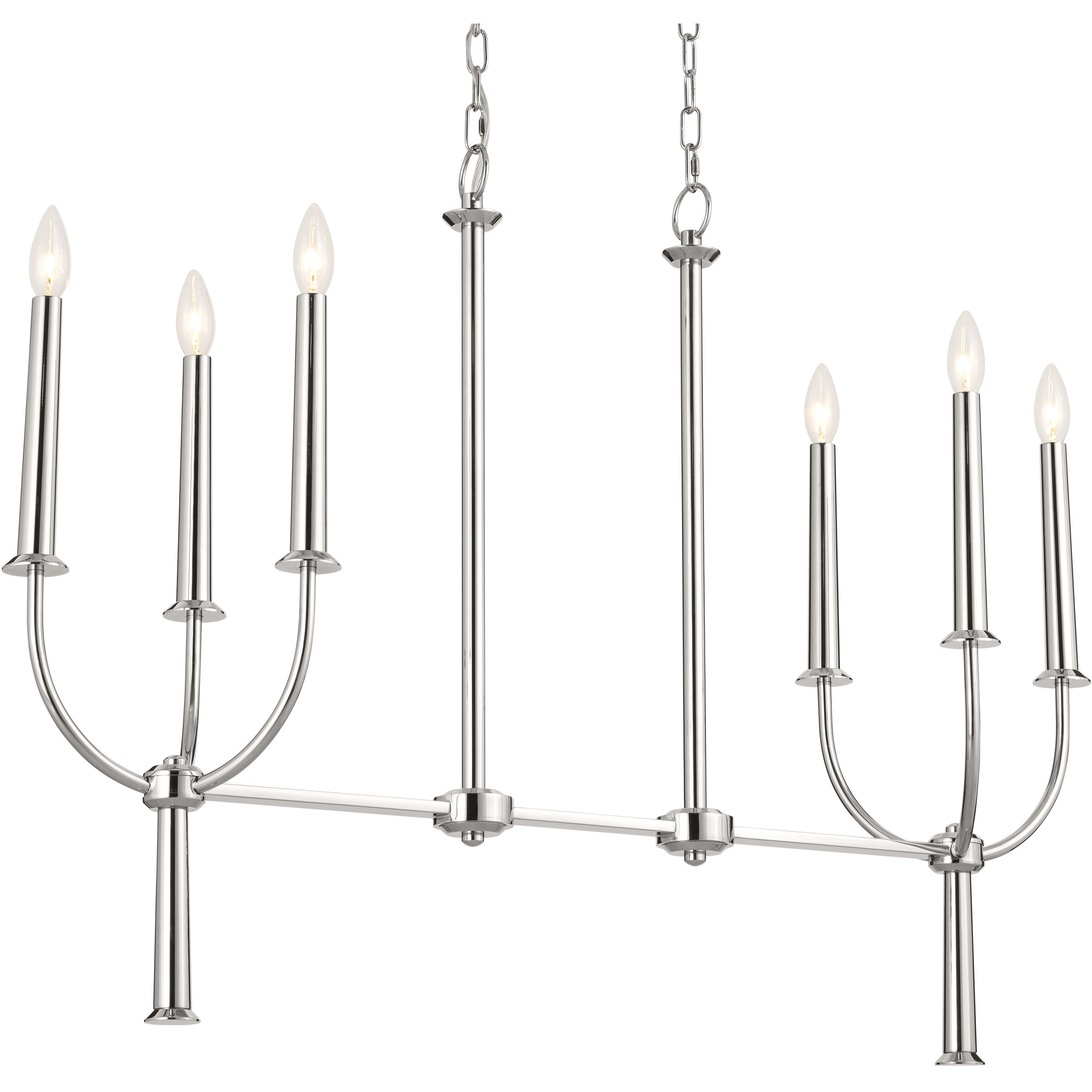 Florence 6 Light 10 inch Polished Nickel Chandelier Linear Ceiling Light