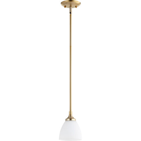 Enclave 1 Light 6 inch Aged Brass Mini Pendant Ceiling Light in Satin Opal