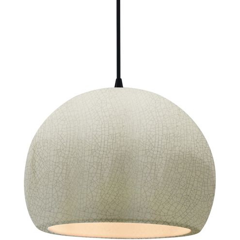 Radiance LED 12.25 inch White Crackle and Matte Black Pendant Ceiling Light