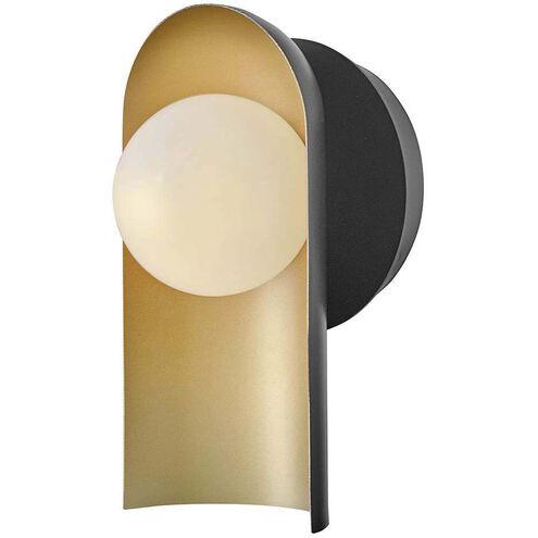 Zuri Sconce Wall Light in Black with Lacquered Brass