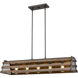 Shediac 5 Light 40 inch Graphite and Ironwood Linear Ceiling Light