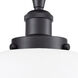 Ballston Large Bell LED 8 inch Matte Black Semi-Flush Mount Ceiling Light in Matte White Glass, Ballston