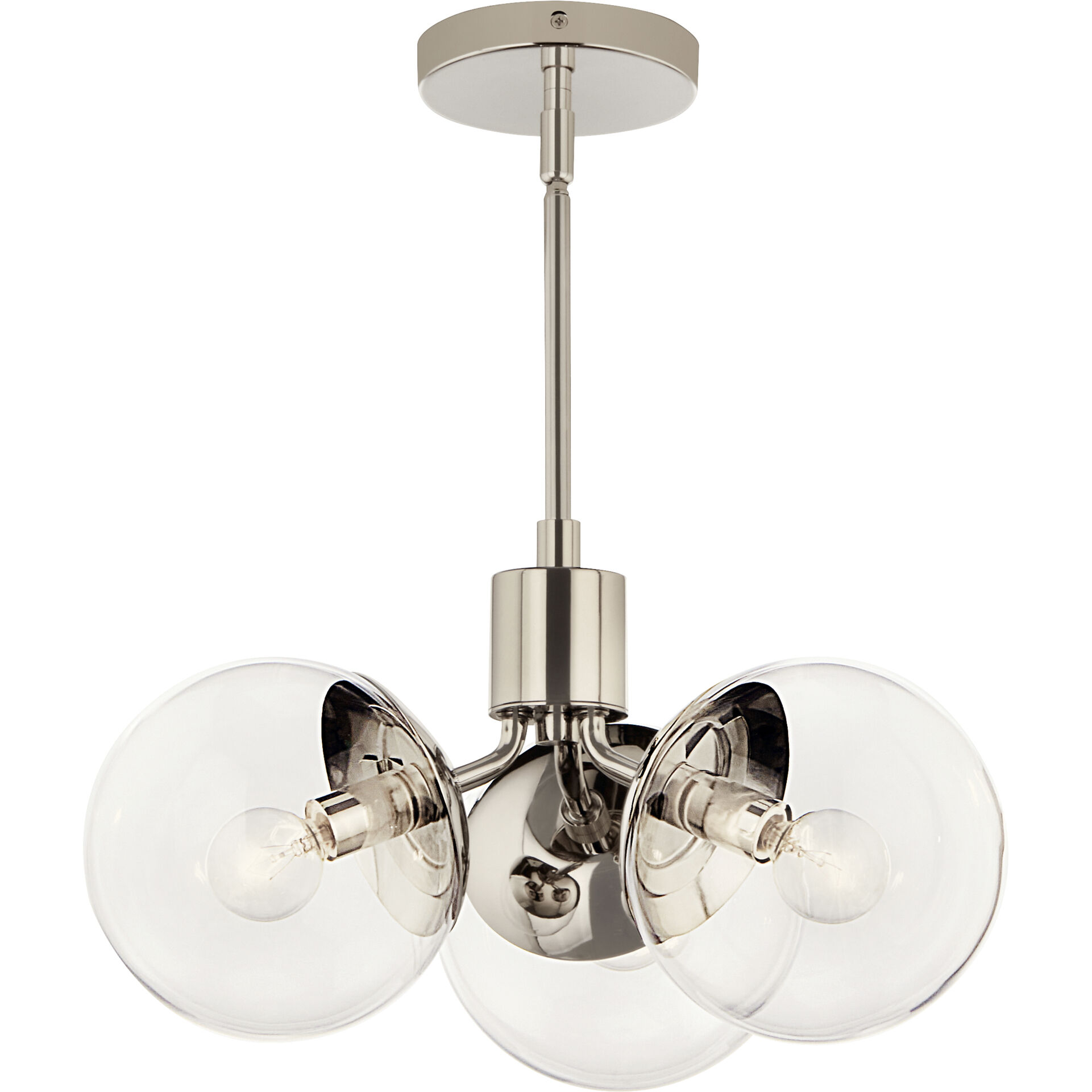 Silvarious 3 Light Polished Nickel Chandelier/Semi Flush Ceiling Light