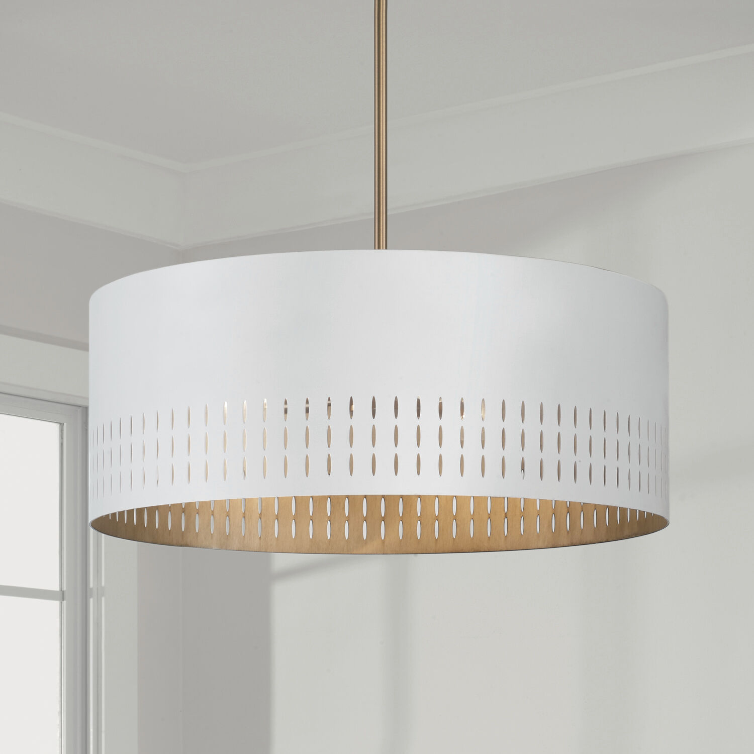 Dash 3 Light 20.25 inch Aged Brass and White Pendant Ceiling Light