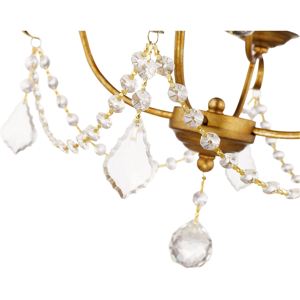 Chesterfield 4 Light 18 inch Antique Gold Leaf Mini Chandelier Ceiling Light