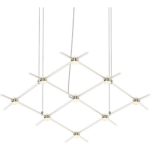 Constellation LED 66.75 inch Satin Nickel Chandelier Ceiling Light in White Glass