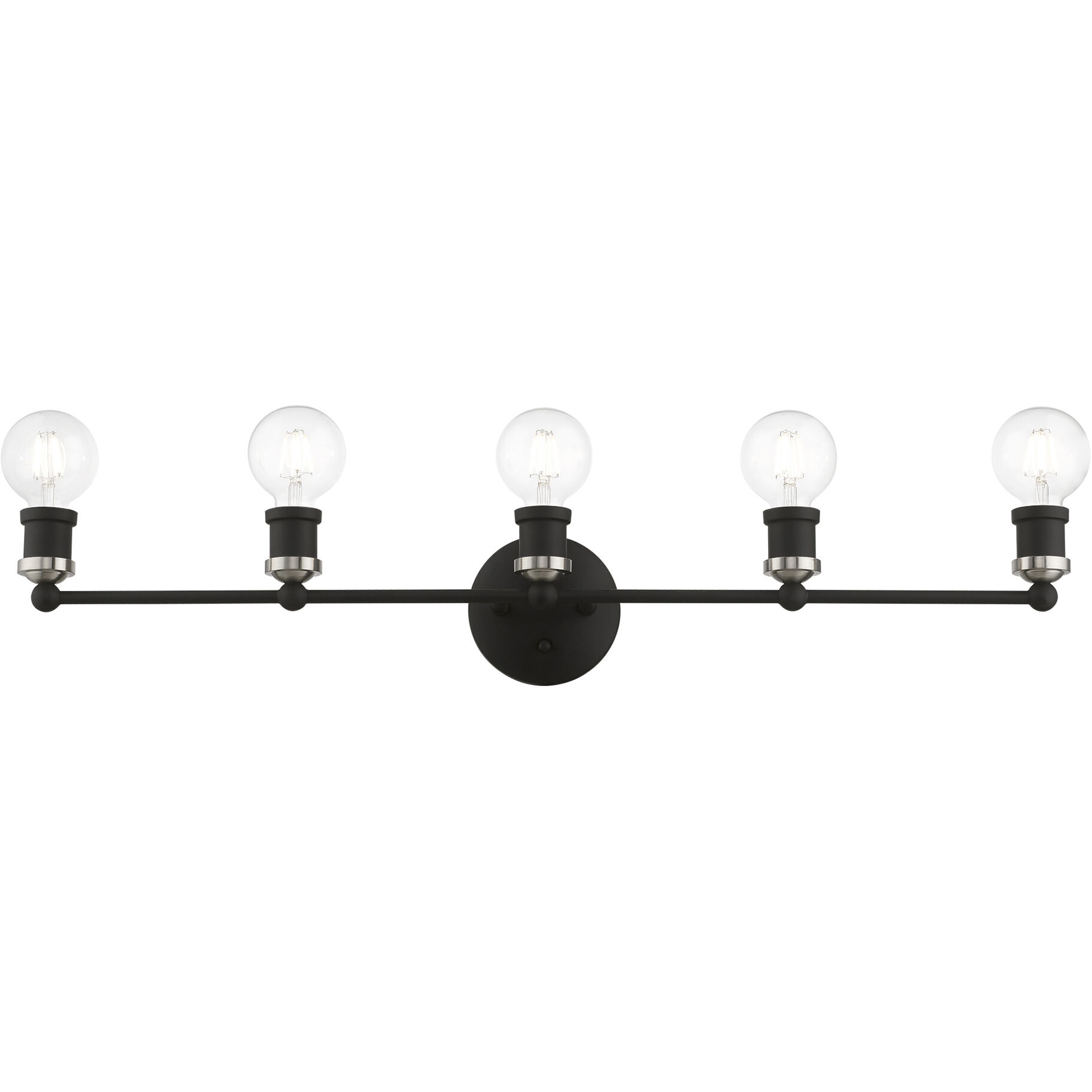 Lansdale 5 Light 34 inch Black with Brushed Nickel Accents Vanity Sconce Wall Light, Large