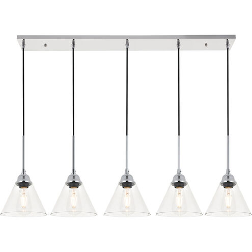 Histoire 5 Light 47 inch Chrome Pendant Ceiling Light