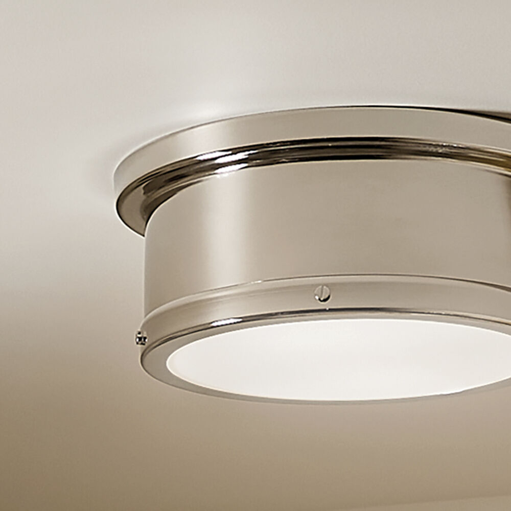 Serca 2 Light 14.25 inch Polished Nickel Flush Mount Ceiling Light