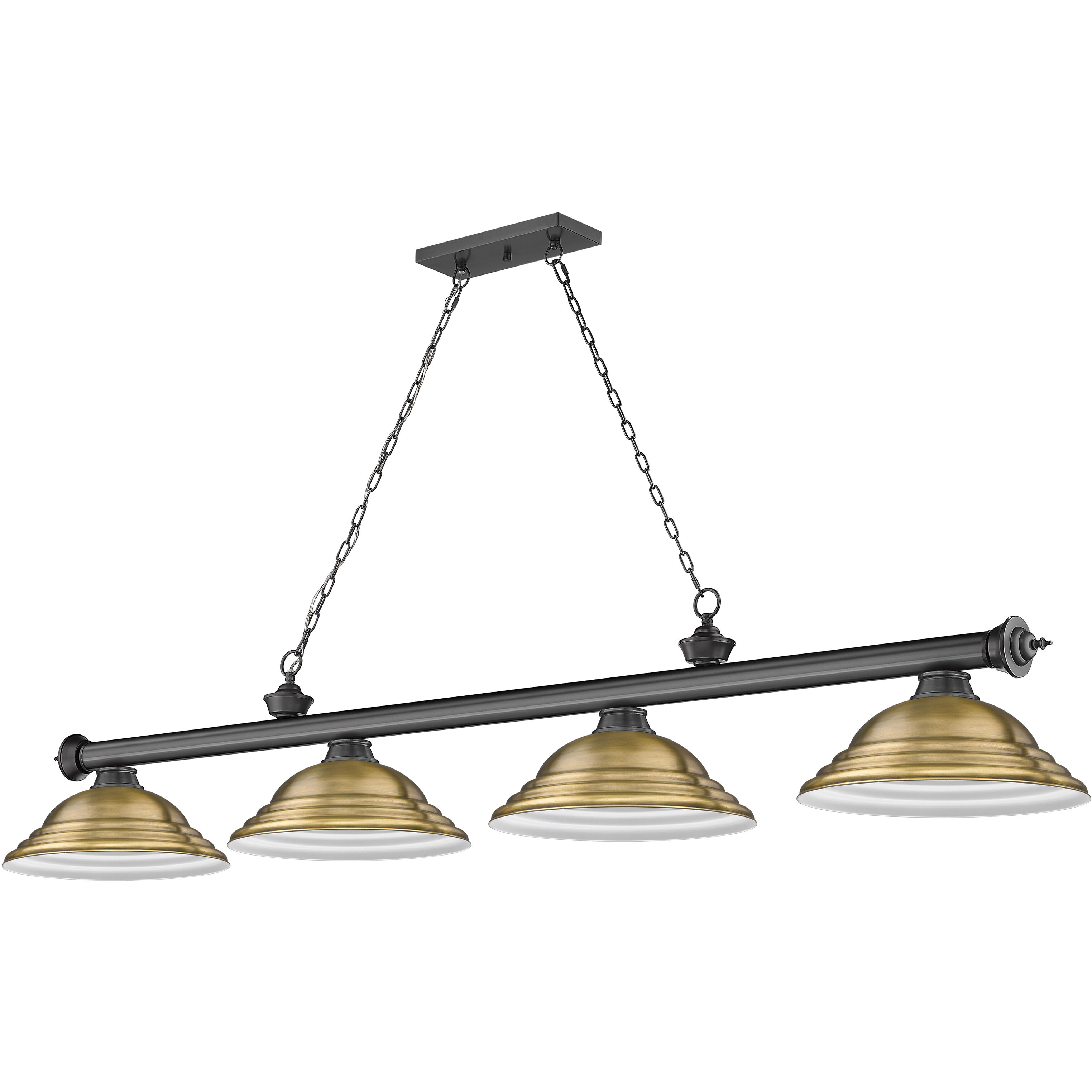 Cordon 4 Light 81.75 inch Bronze Plate Billiard Ceiling Light in Rubbed Brass Metal