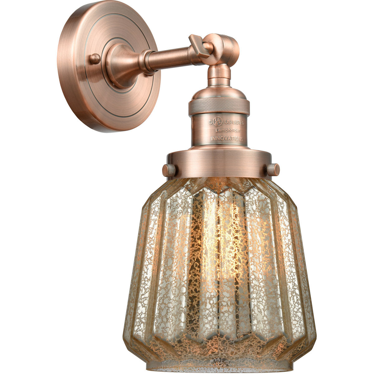 Franklin Restoration Chatham LED 6 inch Antique Copper Semi-Flush Mount Ceiling Light in Mercury Glass, Franklin Restoration