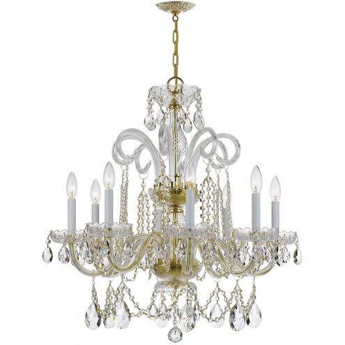 Traditional Crystal 8 Light 27 inch Polished Brass Chandelier Ceiling Light in Clear Spectra