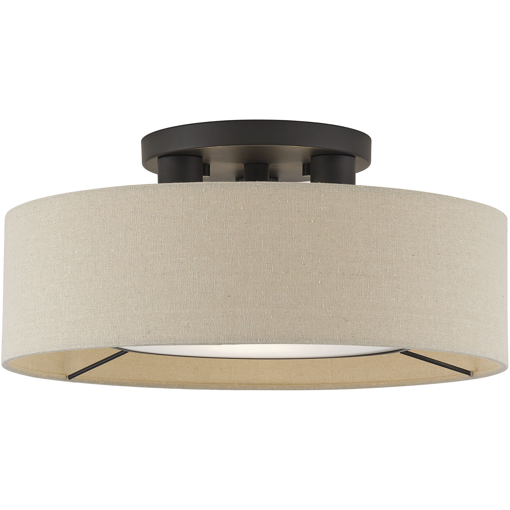 Ellsworth 3 Light 17 inch Bronze Semi Flush Mount Ceiling Light, Large