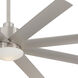 Slipstream 65 inch Brushed Nickel Wet with Silver Blades Outdoor Ceiling Fan