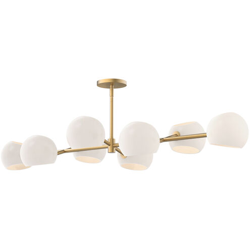 Alora Mood Willow 8 Light 48.25 inch Brushed Gold Linear Pendant Ceiling Light in Opal Glass