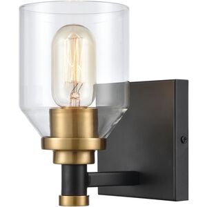 Cambria 1 Light 6 inch Matte Black with Satin Brass Vanity Light Wall Light