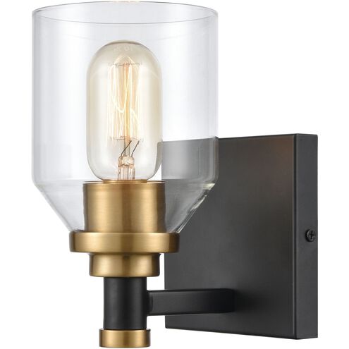 Cambria 1 Light 6 inch Matte Black with Satin Brass Vanity Light Wall Light