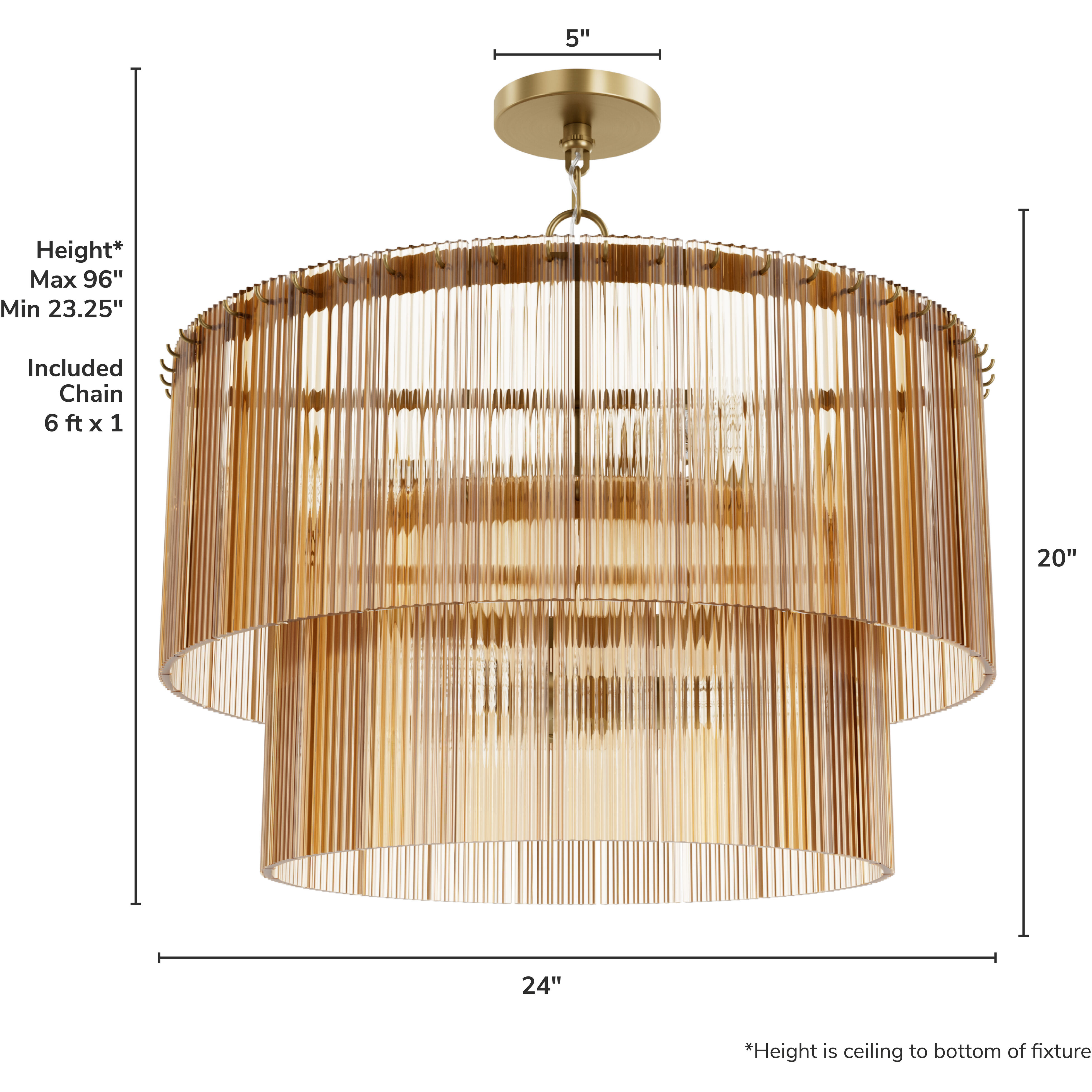 Ontario 6 Light 24 inch Luxe Gold Pendant Ceiling Light