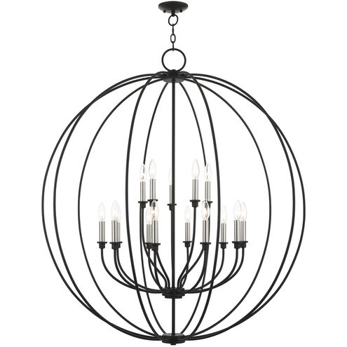 Milania 15 Light 42 inch Black with Brushed Nickel Accents Chandelier Ceiling Light 