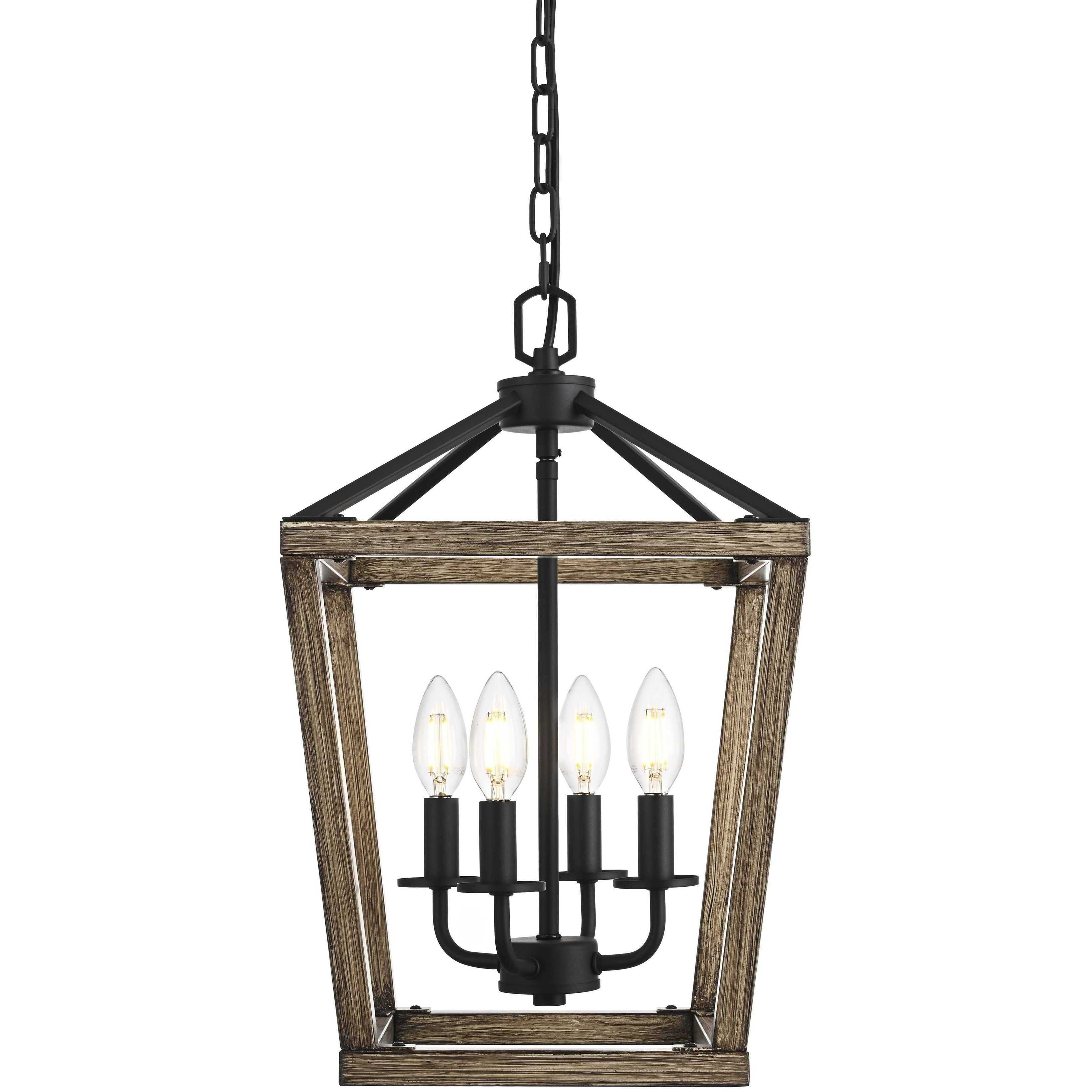 Gage 4 Light 12 inch Brown and Black Pendant Ceiling Light