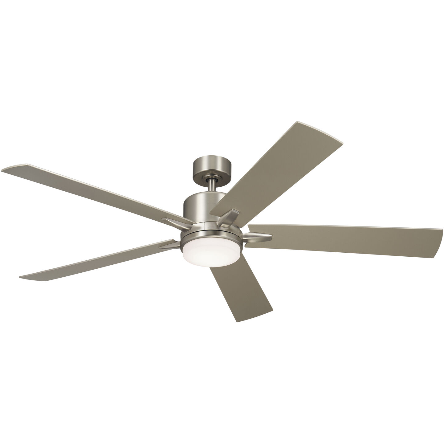 Lucian 60 inch Brushed Nickel with Walnut/Silver Blades Ceiling Fan