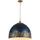 Alison 5 Light 21 inch Vintage Gold Pendant Ceiling Light in Antique Matte Navy