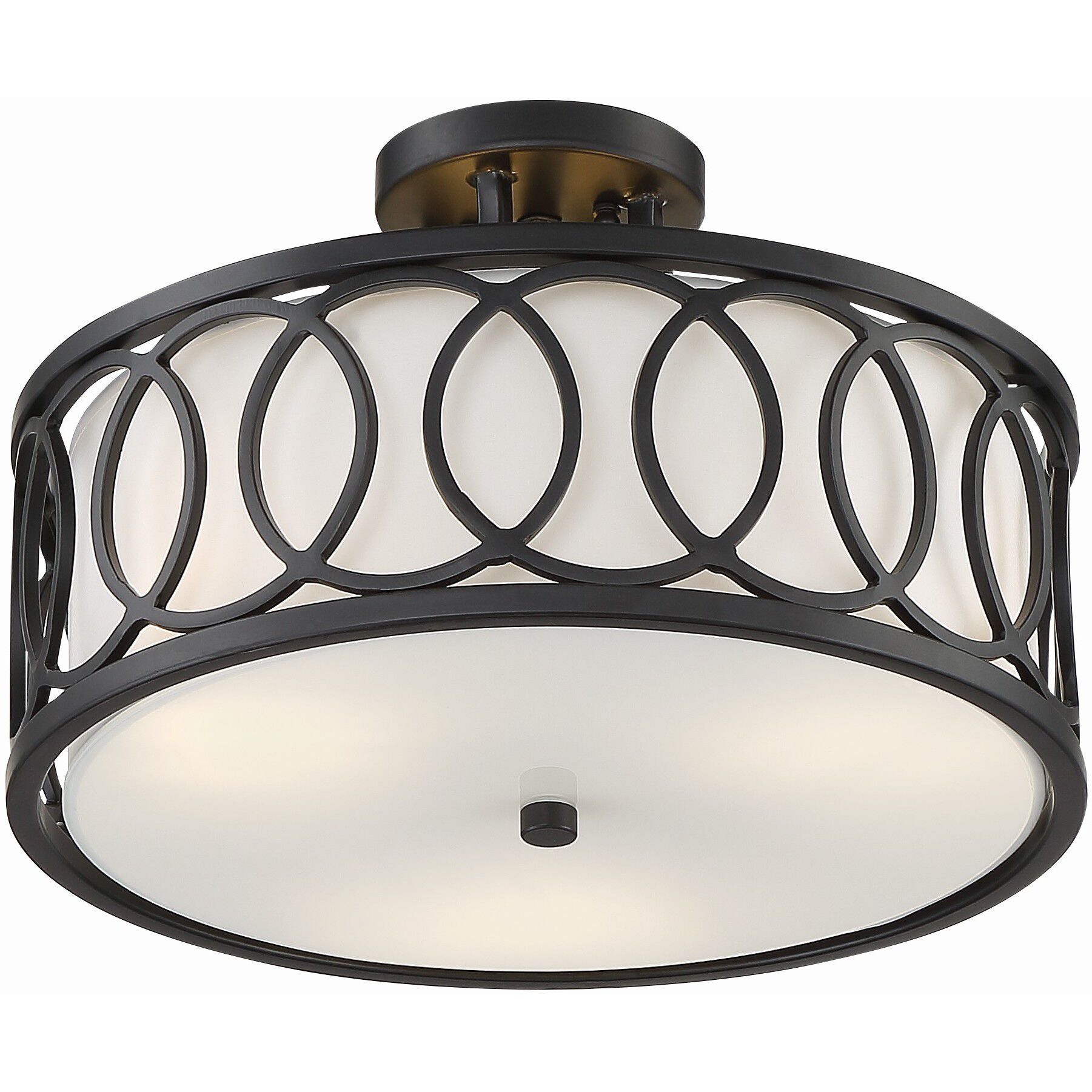 Graham 3 Light 15 inch Matte Black Semi Flush Ceiling Light