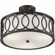 Graham 3 Light 15 inch Matte Black Semi Flush Ceiling Light