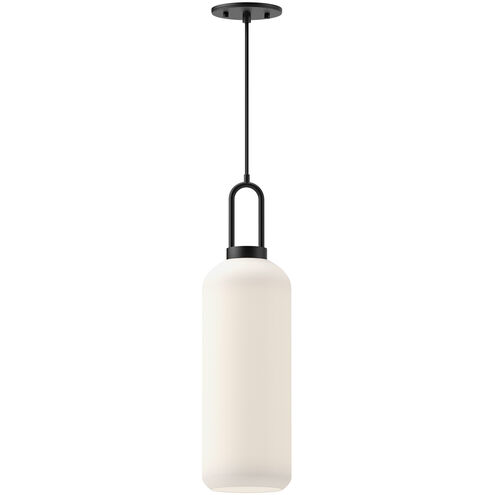 Alora Mood Soji 1 Light 6 inch Matte Black Pendant Ceiling Light in Opal Glass