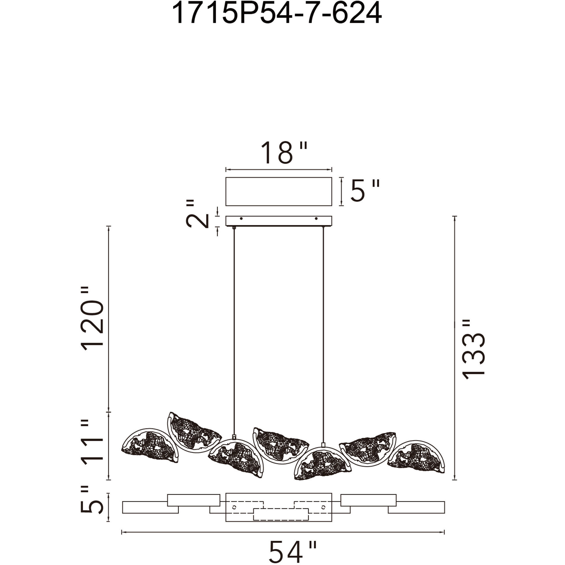 Moon LED 54 inch Brass Chandelier Ceiling Light