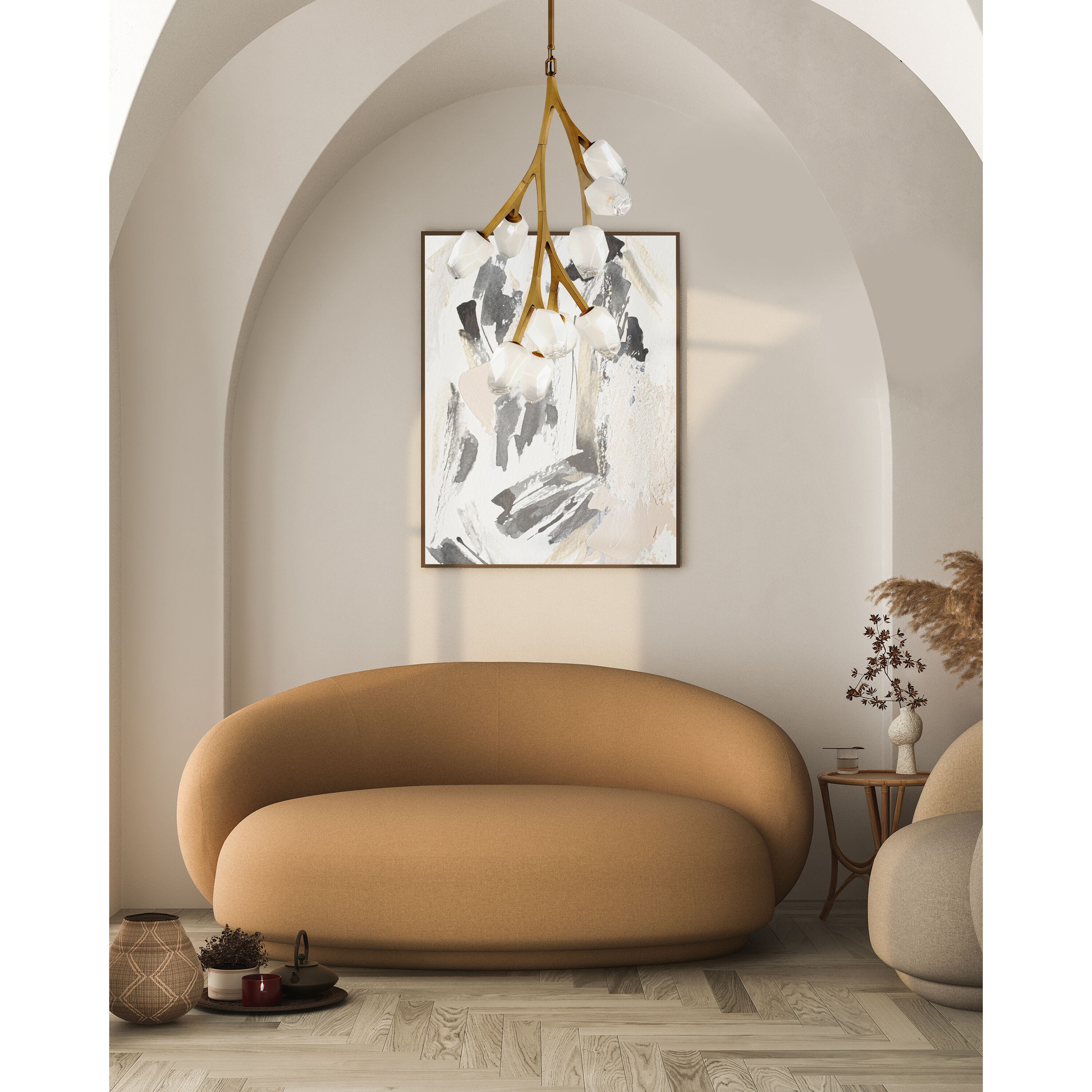 Blossom LED 19.25 inch Natural Aged Brass Multi-Light Pendant Ceiling Light