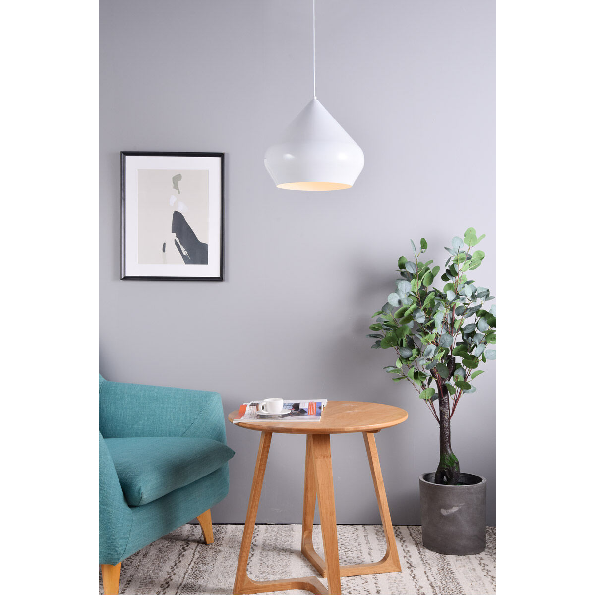 Axiom 1 Light 14 inch White Pendant Ceiling Light