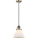 Franklin Restoration Cone 1 Light 8 inch Antique Brass Mini Pendant Ceiling Light in Incandescent, Matte White