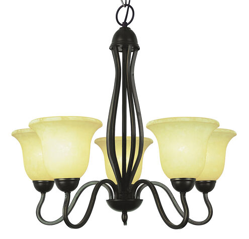 Farmhouse 5 Light 26 inch Rubbed Oil Bronze Chandelier Ceiling Light in Tea Stain