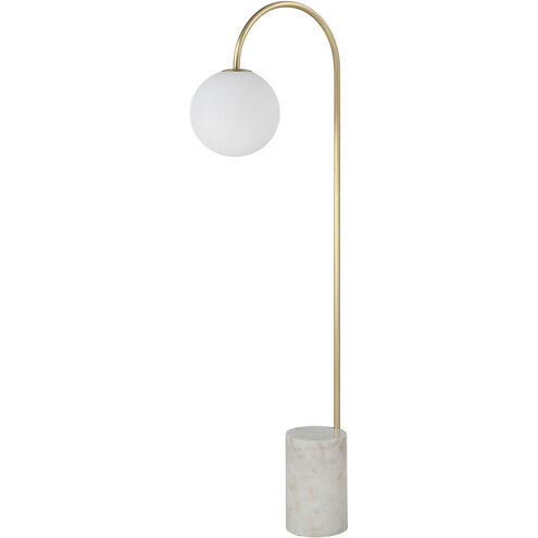 Merlot 62 inch 60 watt Satin Brass and Honed White Floor Lamp Portable Light