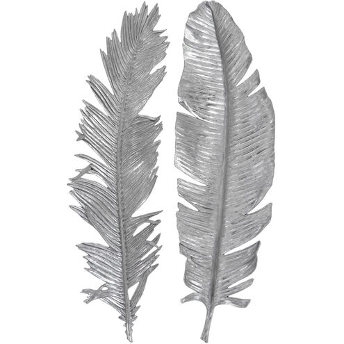 Sparrow Metallic Silver Leaf Wall Decor, Set of 2