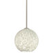 Coco 8 LED Satin Nickel Stem Pendant Ceiling Light in Carrera Glass