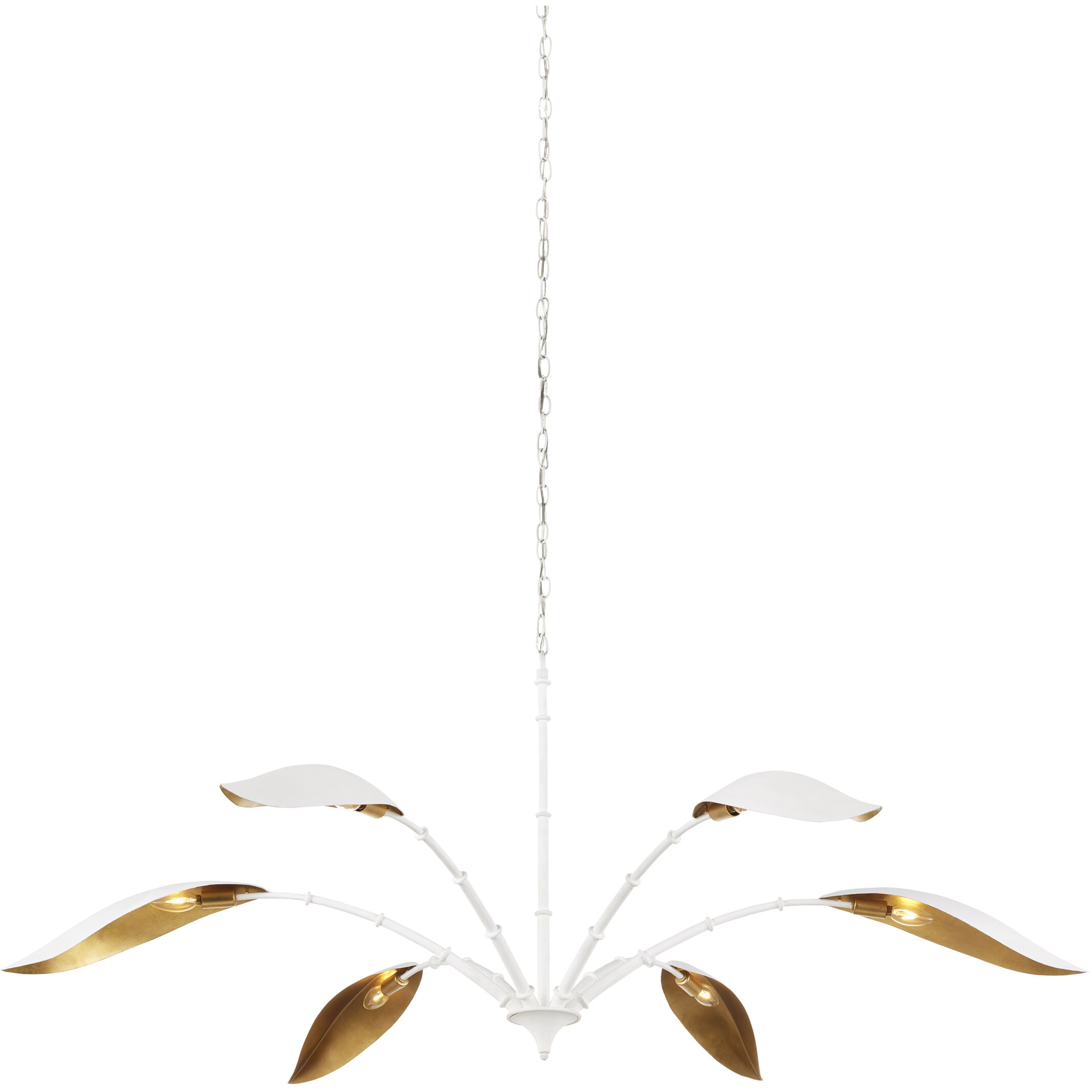 Yuriko 6 Light 66.75 inch Gesso White and Contemporary Gold Leaf Chandelier Ceiling Light