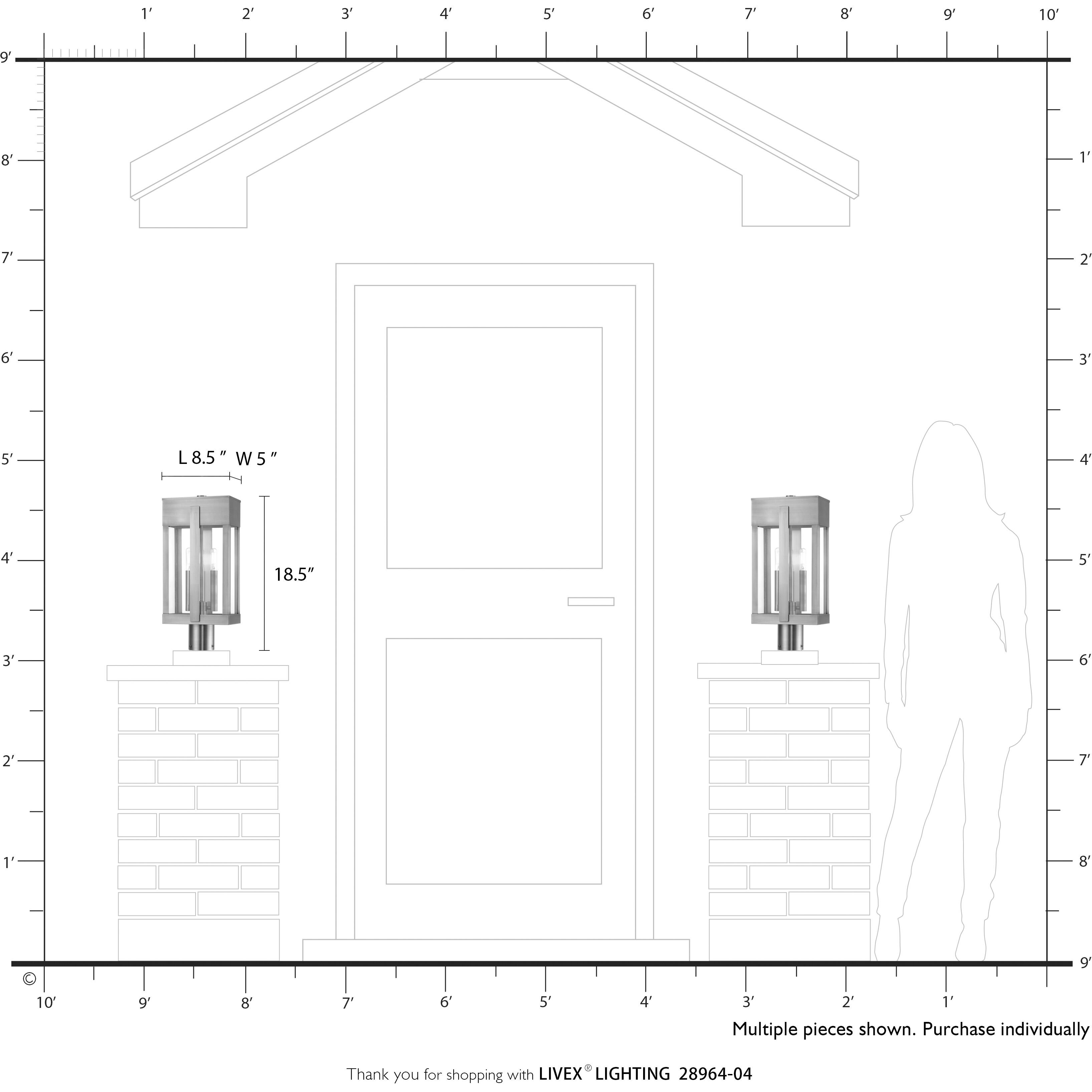 Berksford 2 Light 18.5 inch Black with Brushed Nickel Candles Outdoor Post Top Lantern