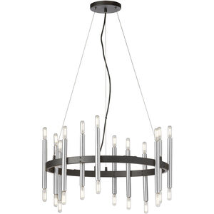 Derry 24 Light 24 inch Matte Black with Polished Chrome Chandelier Ceiling Light in Matte Black and Polished Chrome