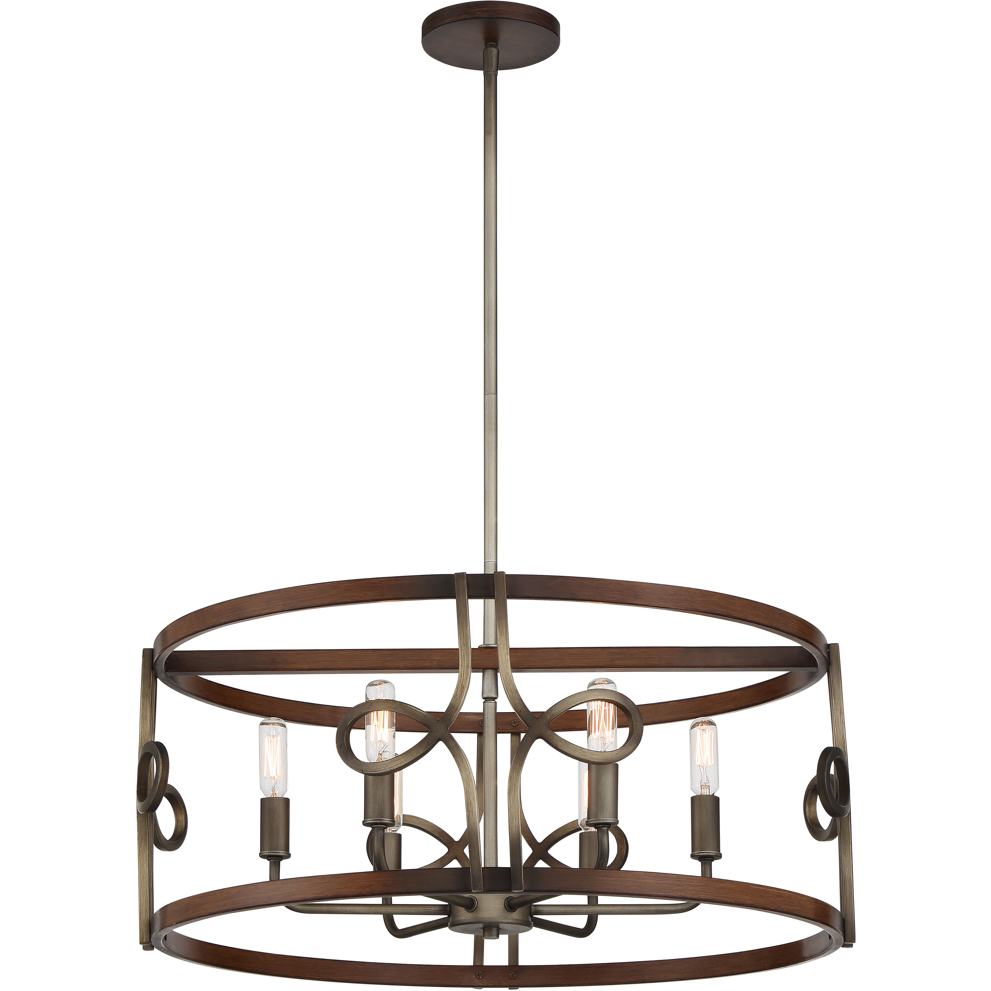 Yorkville 6 Light 24 inch Aged Darkwood/Silver Patina Pendant Ceiling Light