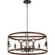 Yorkville 6 Light 24 inch Aged Darkwood/Silver Patina Pendant Ceiling Light